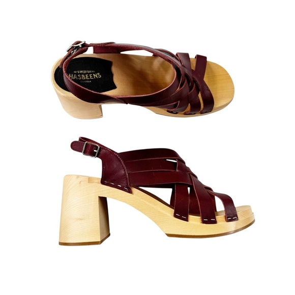 NEW Swedish Hasbeens Vivi Leather Clog Sandal Bordeaux  size 40 or 10 - Picture 10 of 12